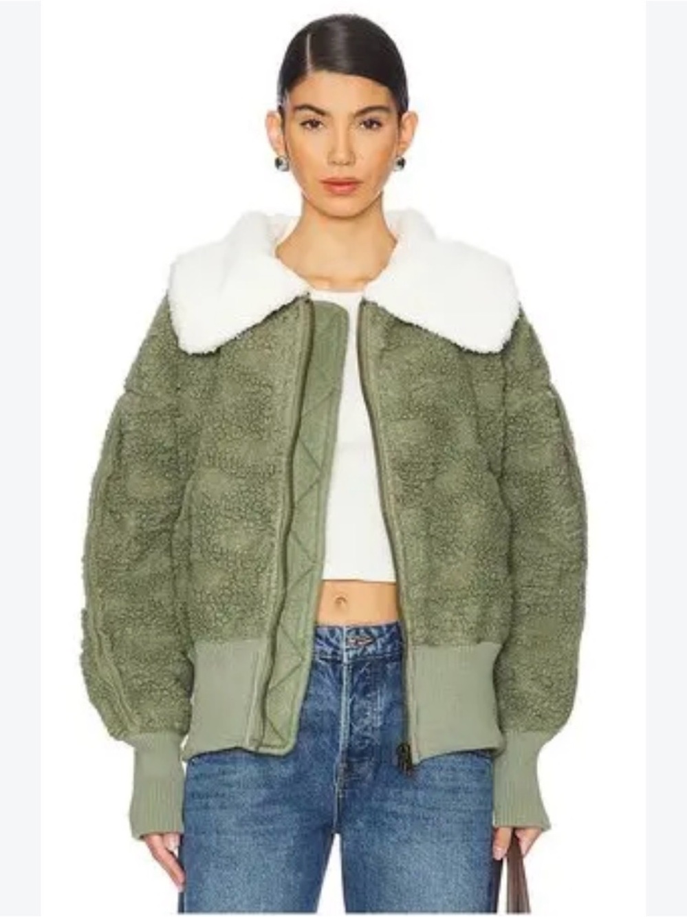 Free People Crystal Kelp Combo Sherpa Jacket size M